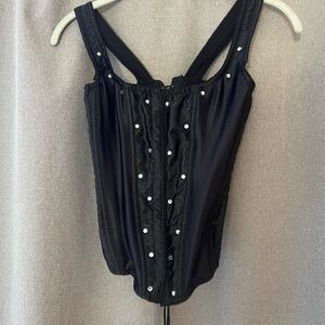 Black Corset Top with Rhinestone Accents